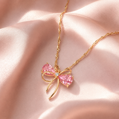 Dainty Crystal Bow Necklace