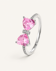 Dainty Crystal Bow Open Ring – Adjustable Silver Ring