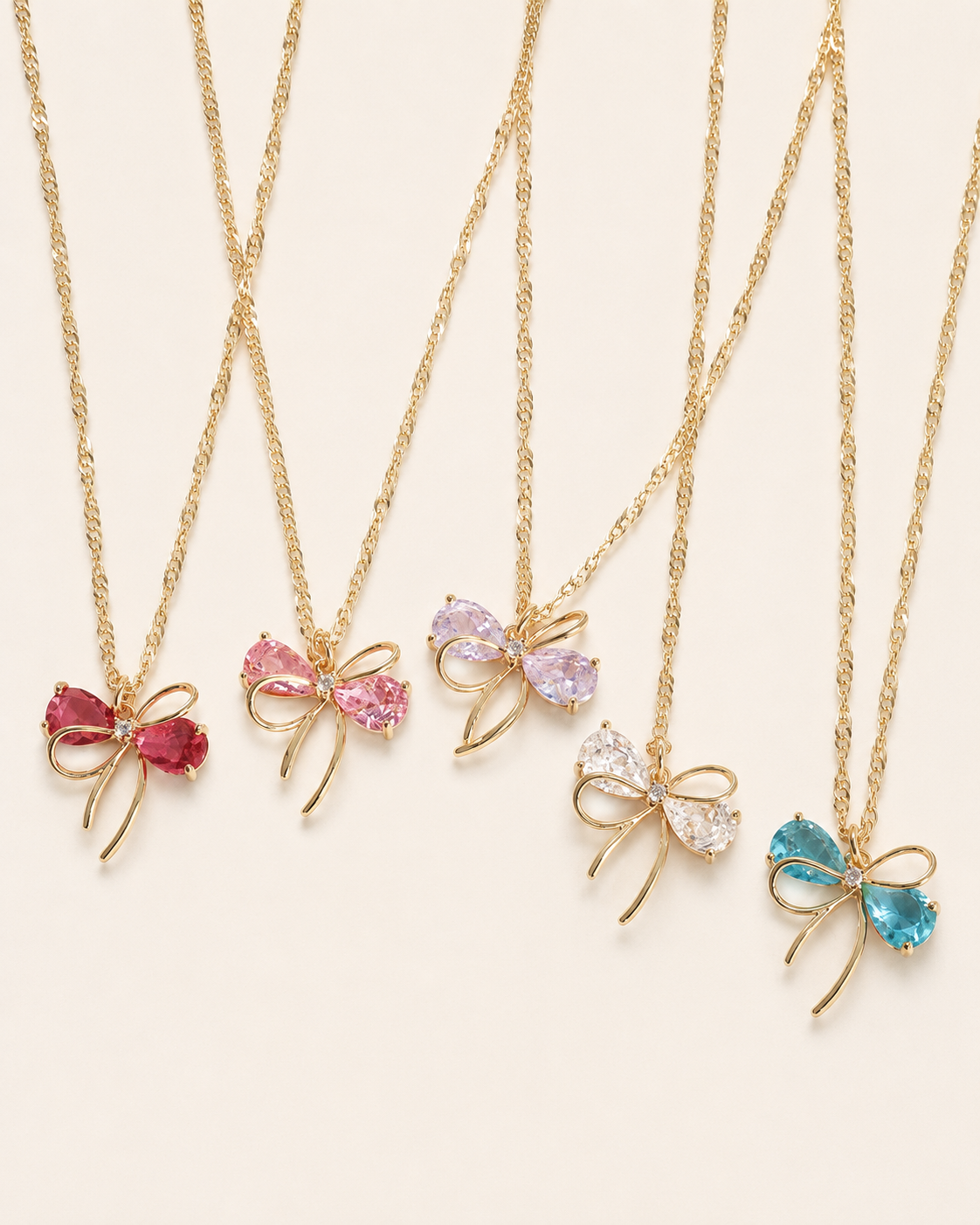 Dainty Crystal Bow Necklace