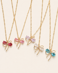 Dainty Crystal Bow Necklace