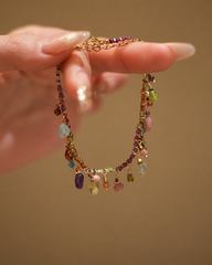 Boho Multicolor Gemstone Necklace & Bracelet Set
