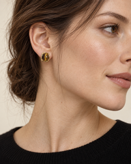 Amber Glow Cat-Eye Stud Earrings