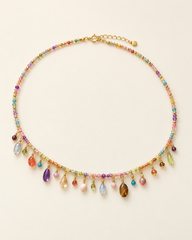 Boho Multicolor Gemstone Necklace & Bracelet Set