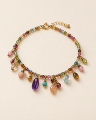Boho Multicolor Gemstone Necklace & Bracelet Set