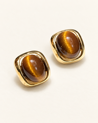 Amber Glow Cat-Eye Stud Earrings