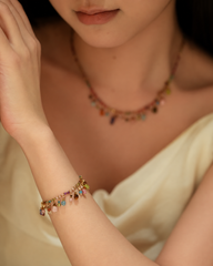 Boho Multicolor Gemstone Necklace & Bracelet Set