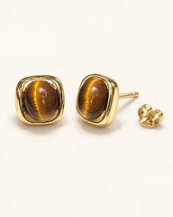 Amber Glow Cat-Eye Stud Earrings