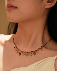 Boho Multicolor Gemstone Necklace & Bracelet Set